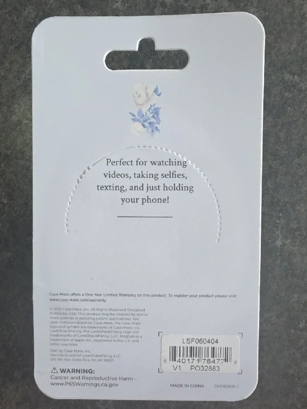 LoveShackFancy White Bow Magnetic Loop Grip Phone Accessory